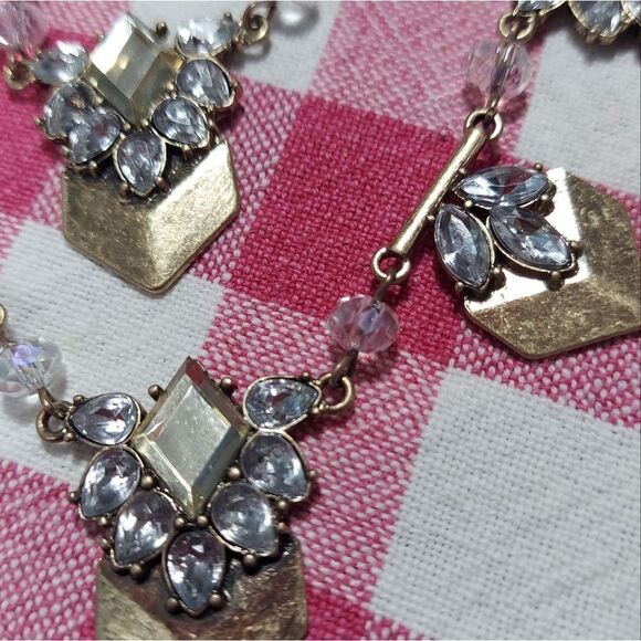 Vintage Necklace Mirror Rhinestones & Crystal Beads - Picture 7 of 8